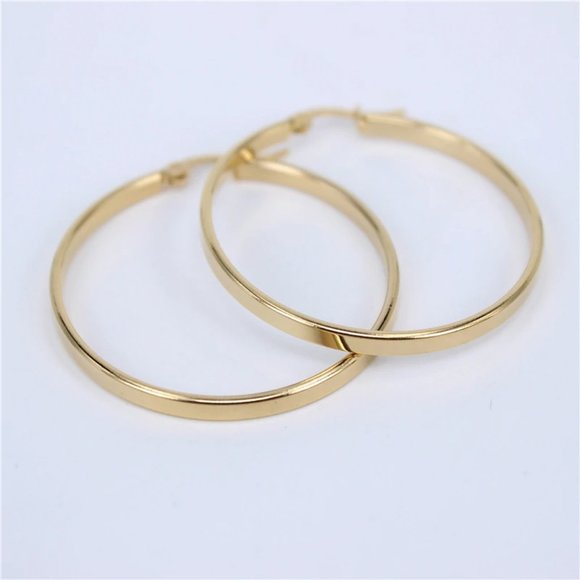 Jewelry - NEW 18K Yellow Gold 1.5'' Round Hoop Earrings X